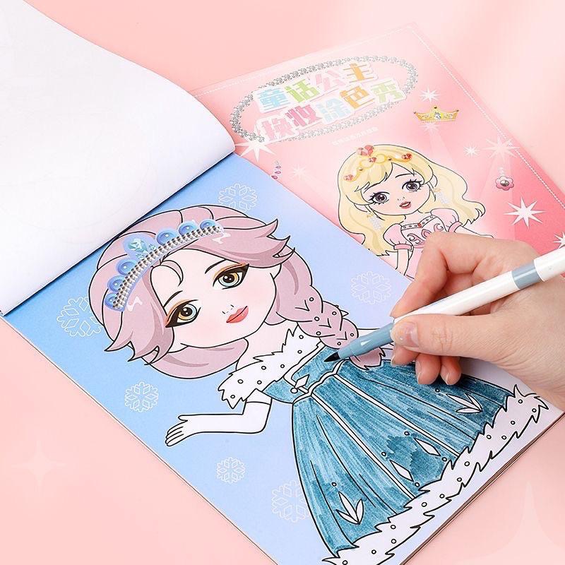 👸 著色公主貼紙本 💫 加大版換裝貼紙書 公主著色本 DIY貼紙本 兩用貼紙塗色本 漂亮貼紙塗鴉書 畫本 貼紙-細節圖7