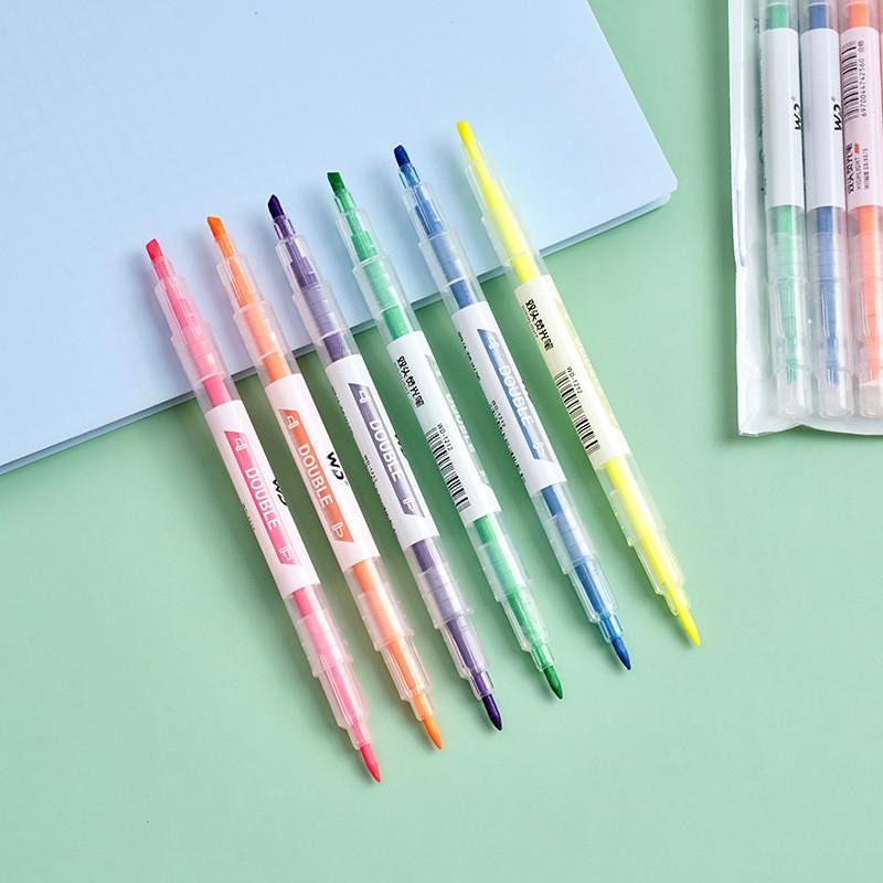 雙頭雙色螢光筆 6支裝 學生筆 韓國創意 標記重點劃線 記號筆 手賬筆 塗鴉筆-細節圖5