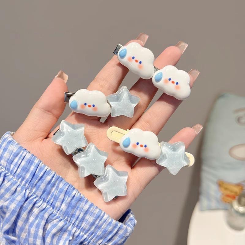 🌟 甜美系髮夾 ☁️ 雲朵髮夾 奶油色 瀏海髮夾 星星髮夾 可愛髮夾 BB夾 髮飾 小髮夾 鴨嘴夾-細節圖2