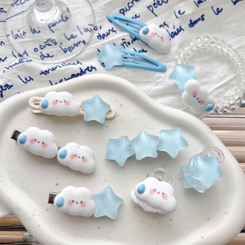 🌟 甜美系髮夾 ☁️ 雲朵髮夾 奶油色 瀏海髮夾 星星髮夾 可愛髮夾 BB夾 髮飾 小髮夾 鴨嘴夾-細節圖7