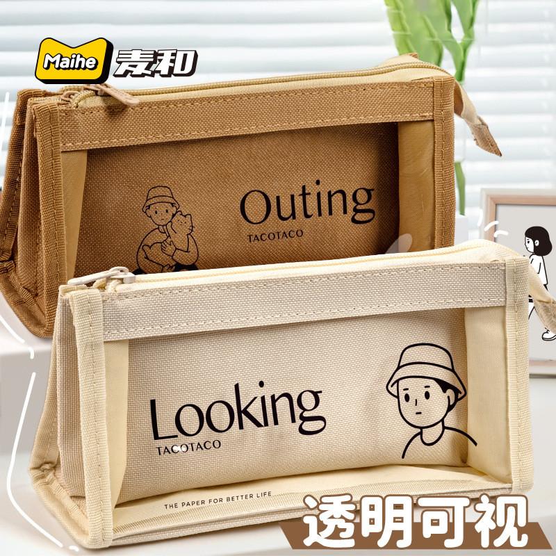 韓版筆袋 簡約文具袋 帆布文具袋 三角筆袋 文創筆袋 中學生收納 TACO筆袋 大容量筆袋 拉鍊筆袋 鉛筆盒-細節圖3