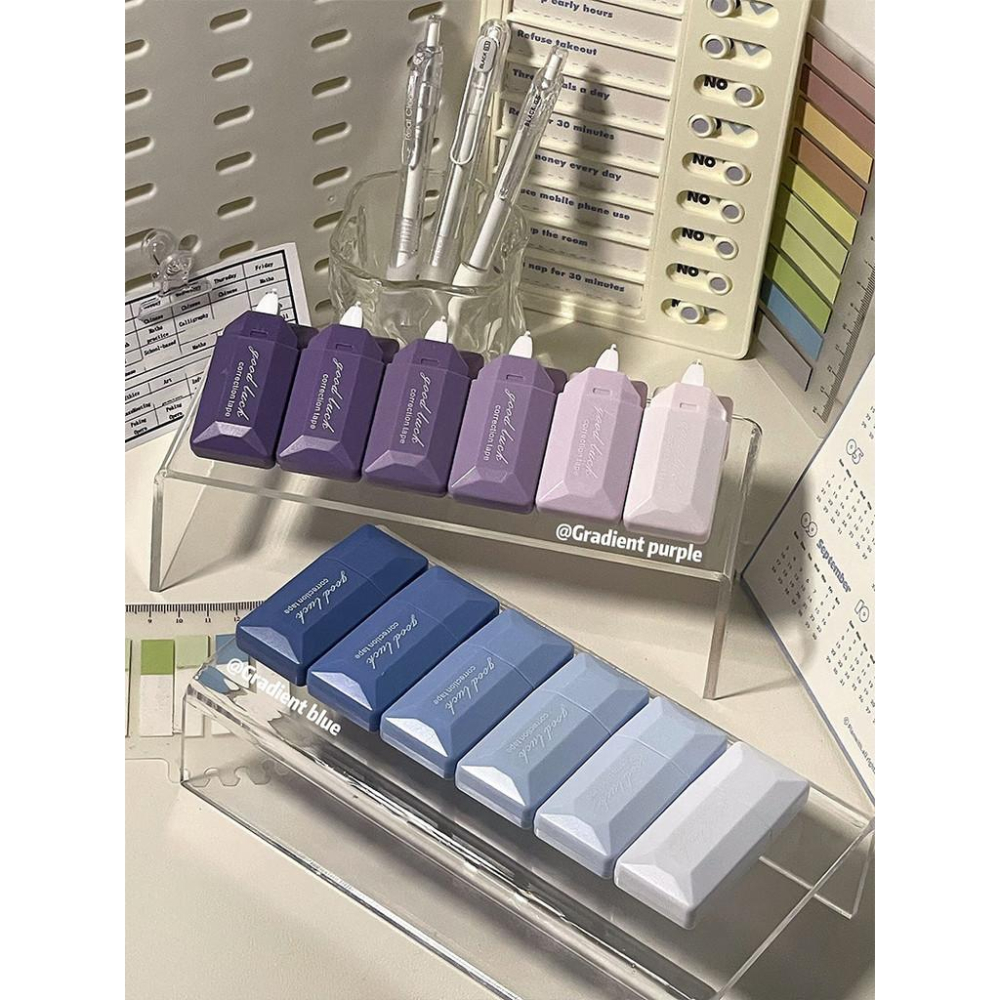 漸變色修正帶 簡約修正帶 高顏值 ins 學習用品 點點膠大容量修正帶 辦公文具 學生改正帶 靜音 塗改帶-細節圖6