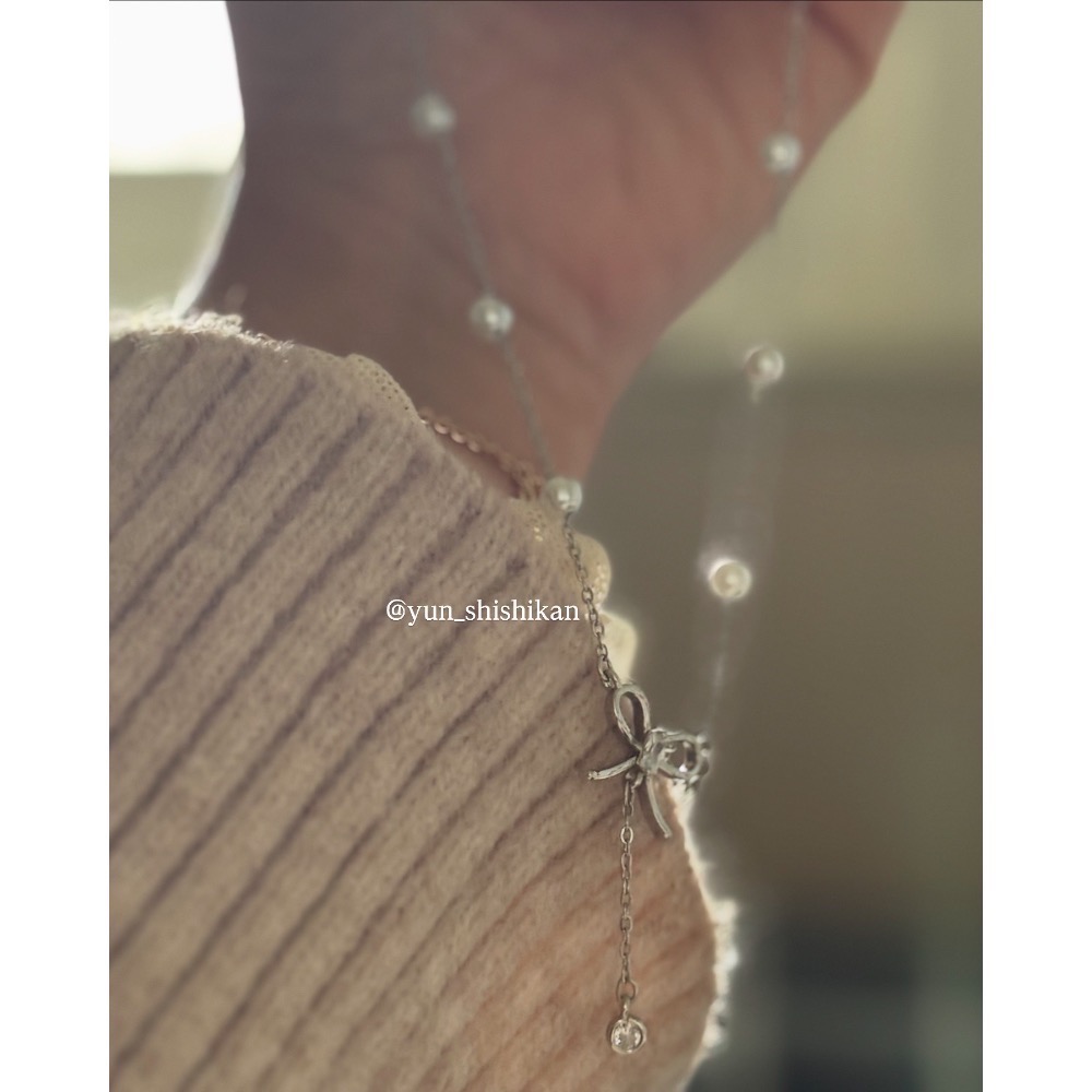輕奢小眾珍珠.蝴蝶結🎀項鏈 𝐒𝟗𝟐𝟓純銀項鏈-細節圖5