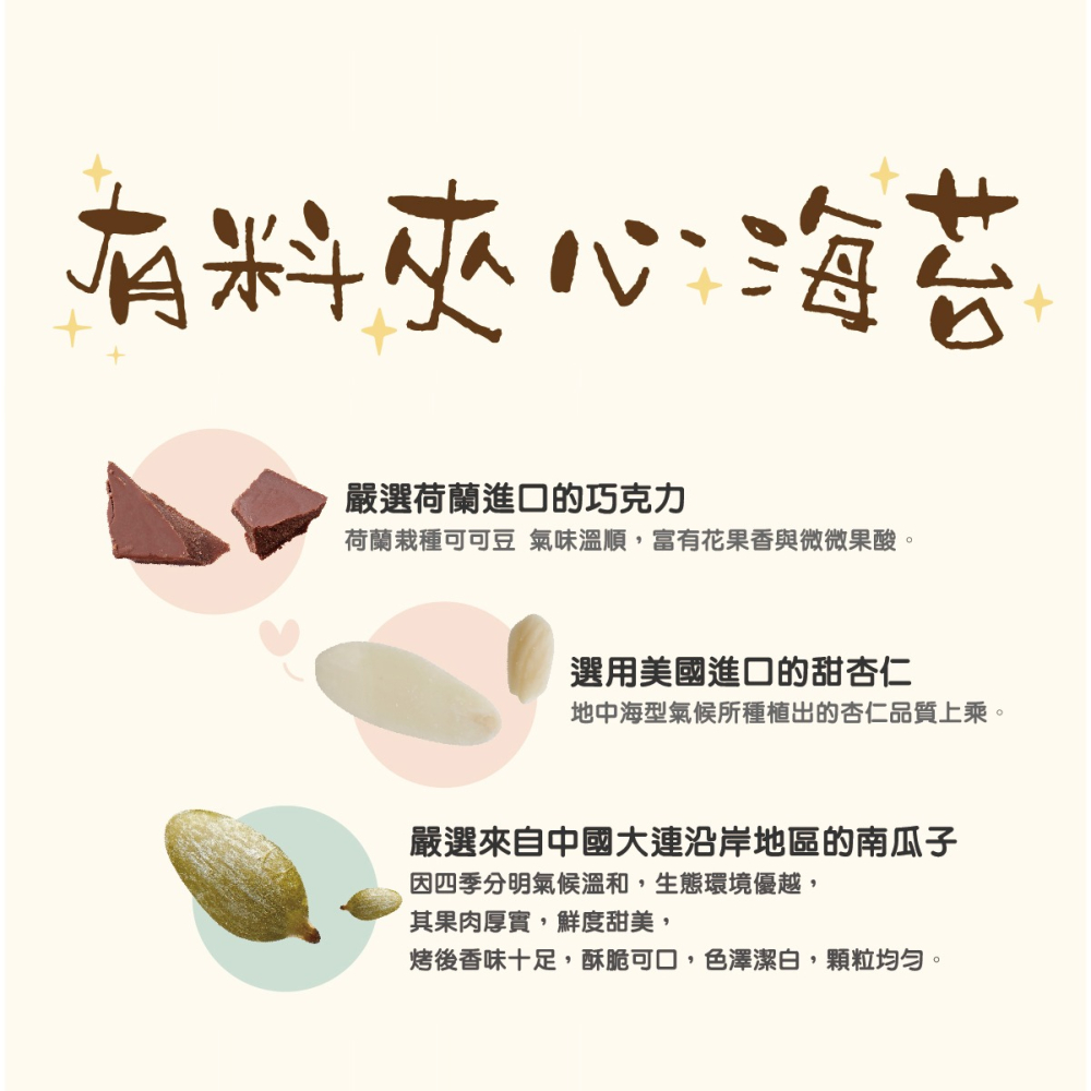 【官方直營】雋品有料海苔(45g) 巧克力/杏仁/南瓜子-細節圖2