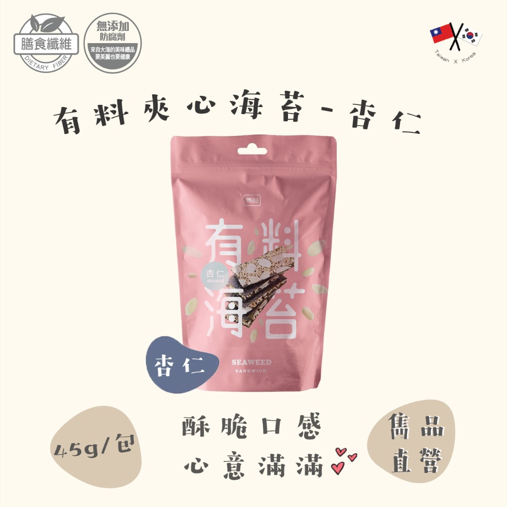 【官方直營】雋品有料海苔(45g) 巧克力/杏仁/南瓜子-規格圖6