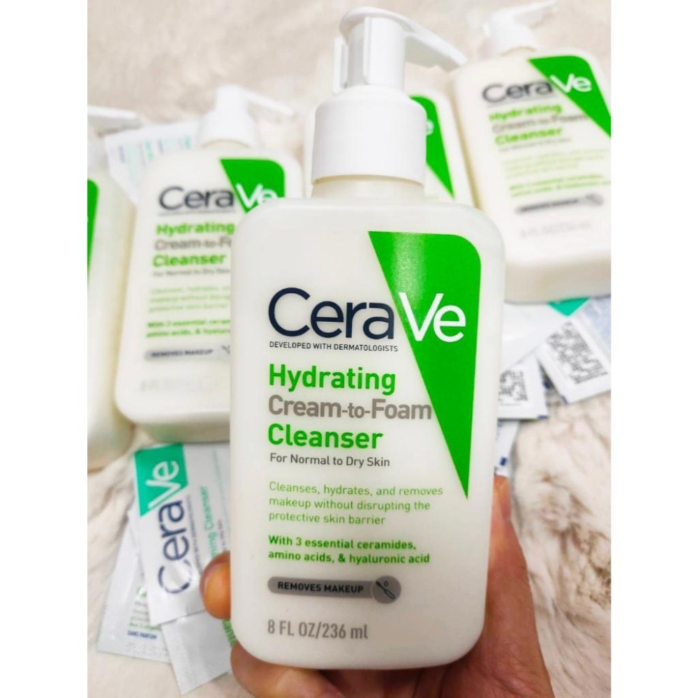 CeraVe適樂膚 溫和洗卸泡沫潔膚乳100/236ml臉專用洗+卸  溫和泡沫潔膚露88ml臉+身體 泡沫質地 洗面乳-細節圖2