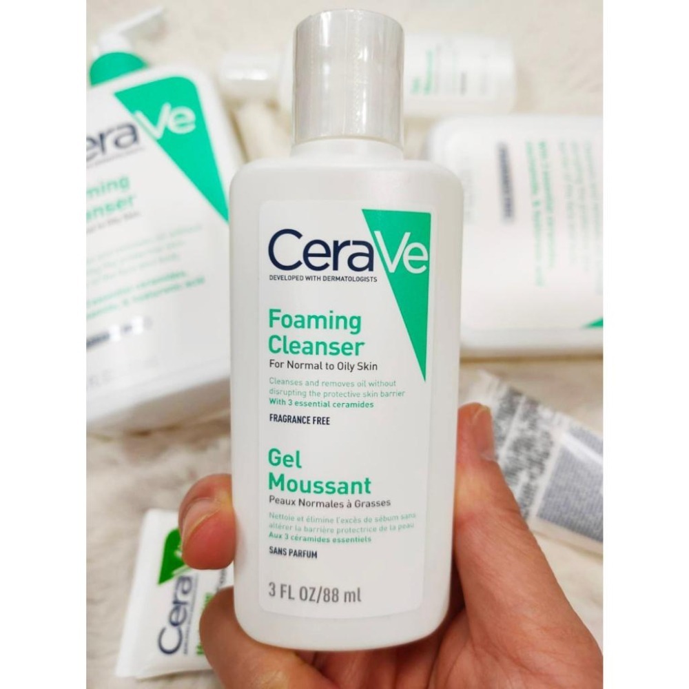 CeraVe適樂膚 溫和洗卸泡沫潔膚乳100/236ml臉專用洗+卸  溫和泡沫潔膚露88ml臉+身體 泡沫質地 洗面乳-細節圖7