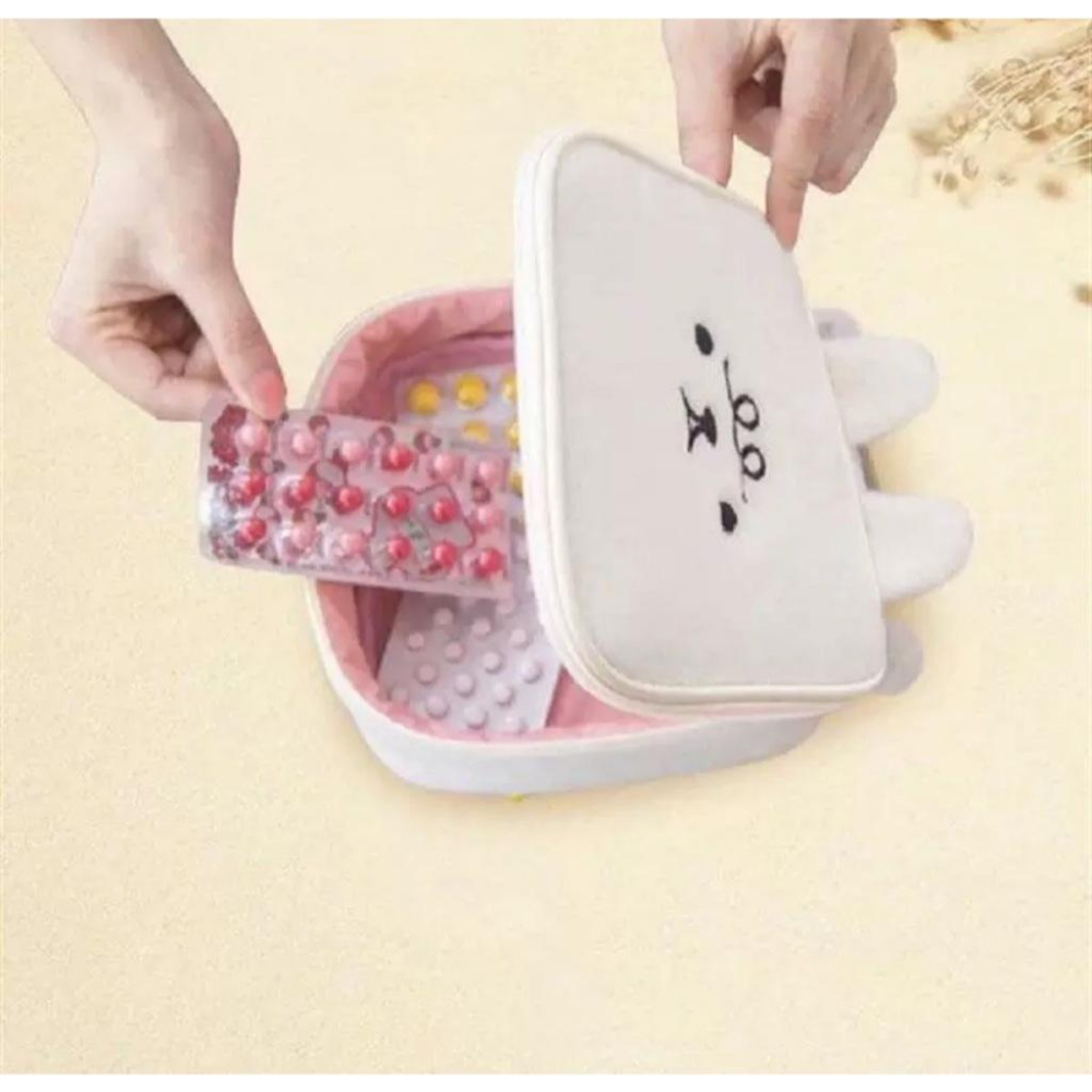 全新 淺粉兔子化妝包  卡其小貓咪化妝包 (Cetaphil舒特膚贈品)  絨毛 可愛 動物-細節圖5