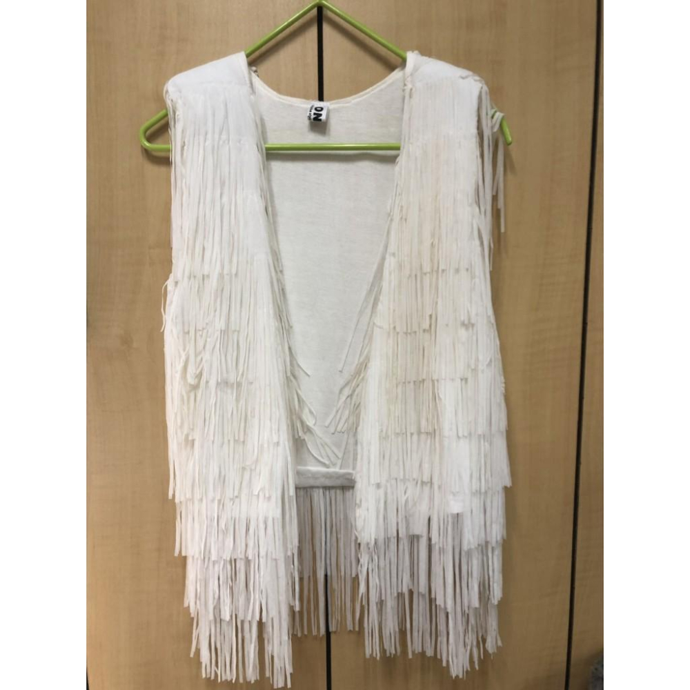 流蘇 造型 背心 外套 米白色-細節圖2