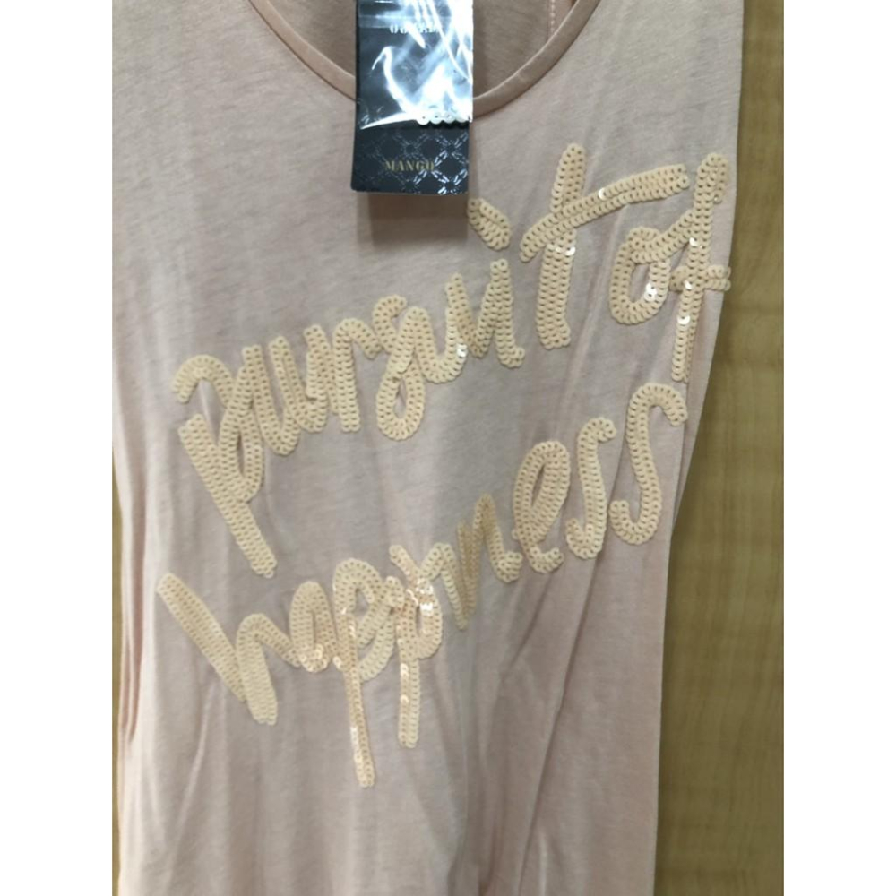 MANGO  杏桃色 羽毛 亮片 挖背 背心-細節圖3