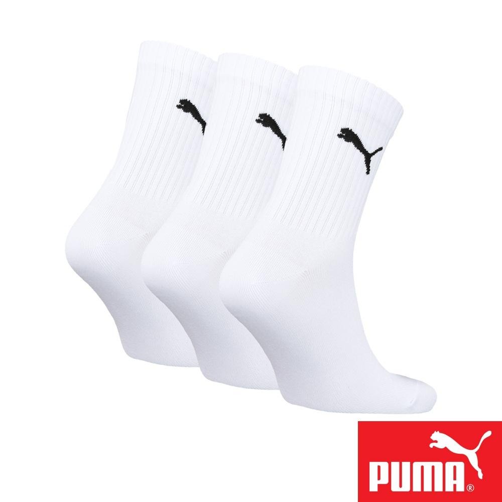 PUMA 男女款中短筒襪3雙裝 彪馬 跳豹 男襪 女襪 襪子 運動襪 小腿襪 棉襪 柔軟 棉質 舒適 高彈 耐磨 黑 白-細節圖5