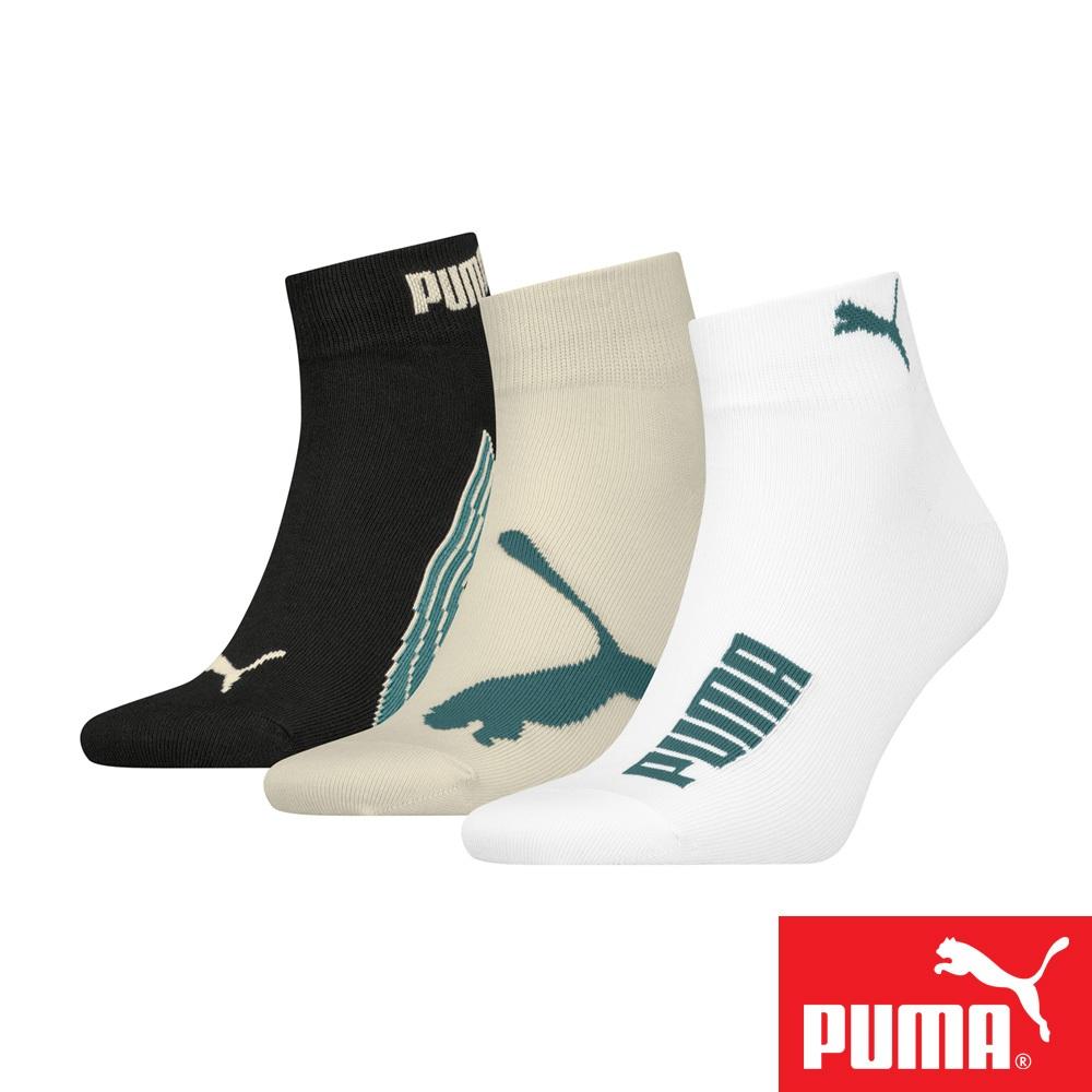 PUMA 男女款短筒襪3雙裝 彪馬 跳豹 男襪 女襪 短襪 棉襪 柔軟 抗菌 除臭 高彈 耐磨 白/米白/黑 白/灰/黑-細節圖2