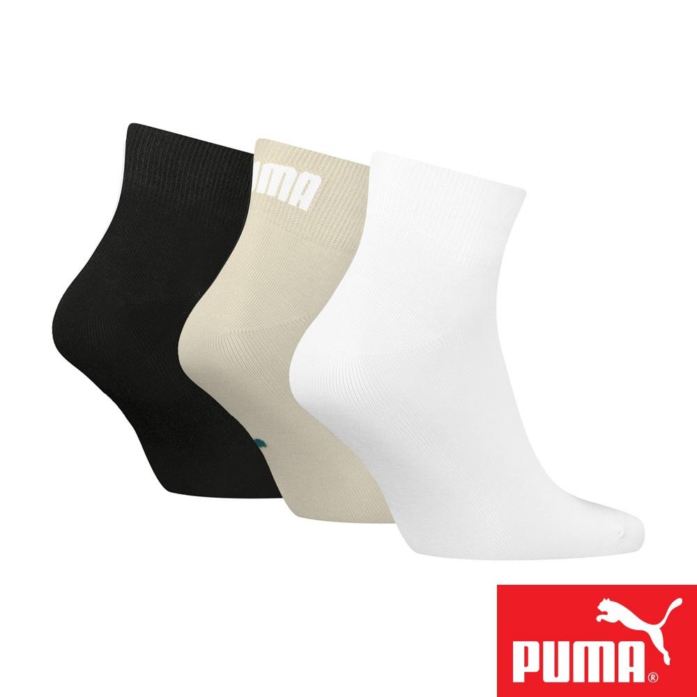 PUMA 男女款短筒襪3雙裝 彪馬 跳豹 男襪 女襪 短襪 棉襪 柔軟 抗菌 除臭 高彈 耐磨 白/米白/黑 白/灰/黑-細節圖3