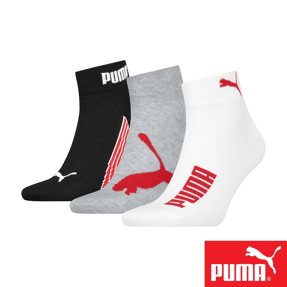 PUMA 男女款短筒襪3雙裝 彪馬 跳豹 男襪 女襪 短襪 棉襪 柔軟 抗菌 除臭 高彈 耐磨 白/米白/黑 白/灰/黑-細節圖4