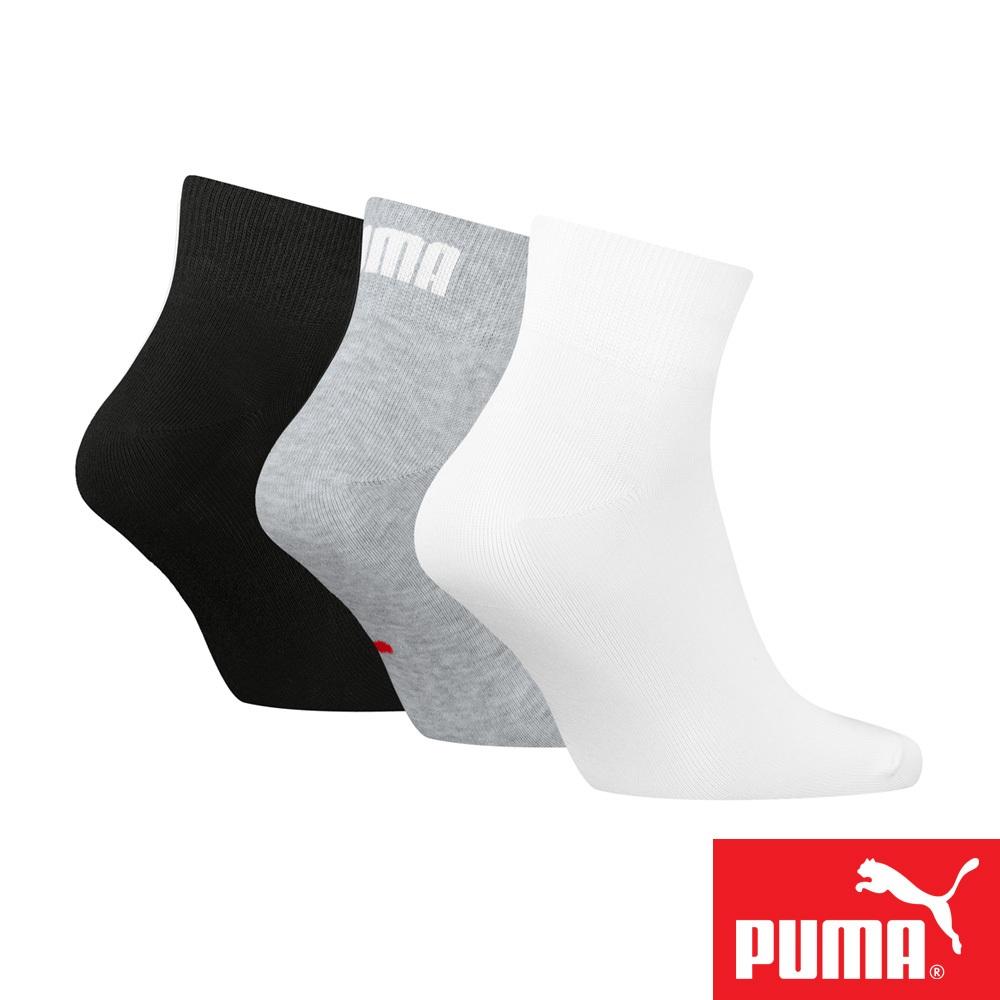 PUMA 男女款短筒襪3雙裝 彪馬 跳豹 男襪 女襪 短襪 棉襪 柔軟 抗菌 除臭 高彈 耐磨 白/米白/黑 白/灰/黑-細節圖5