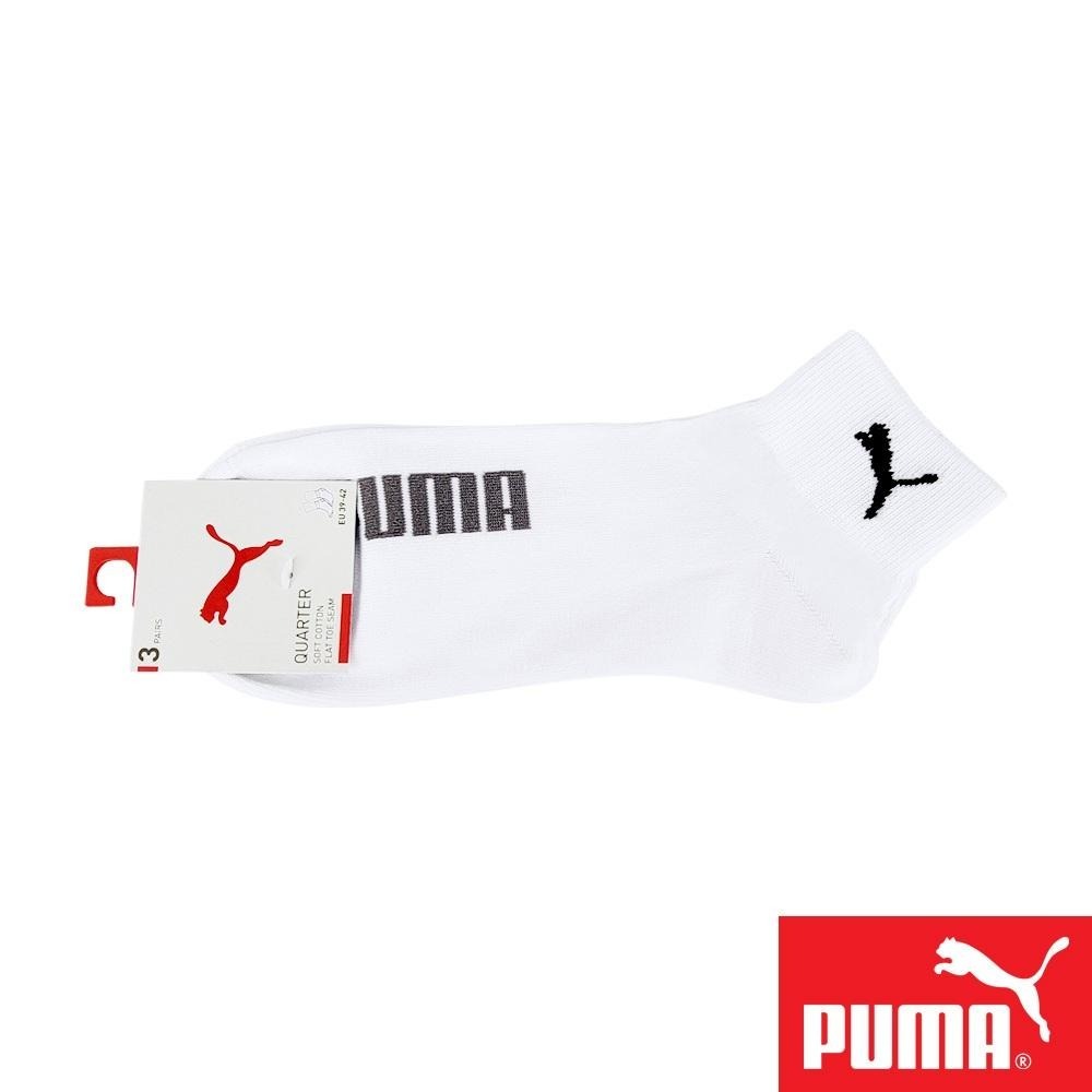 PUMA 男女款短筒襪3雙裝 彪馬 跳豹 男襪 女襪 襪子 運動襪 腳踝襪 棉襪 柔軟 棉質 舒適 高彈 耐磨 白 黑-細節圖2