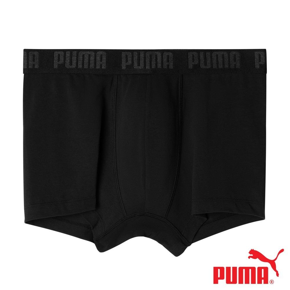 PUMA 平口內褲 1件組 彪馬 跳豹 男內褲 平角內褲 修身 防捲邊 貼合 耐穿 柔軟 棉質 排汗 透氣 抗菌 黑 灰-細節圖6