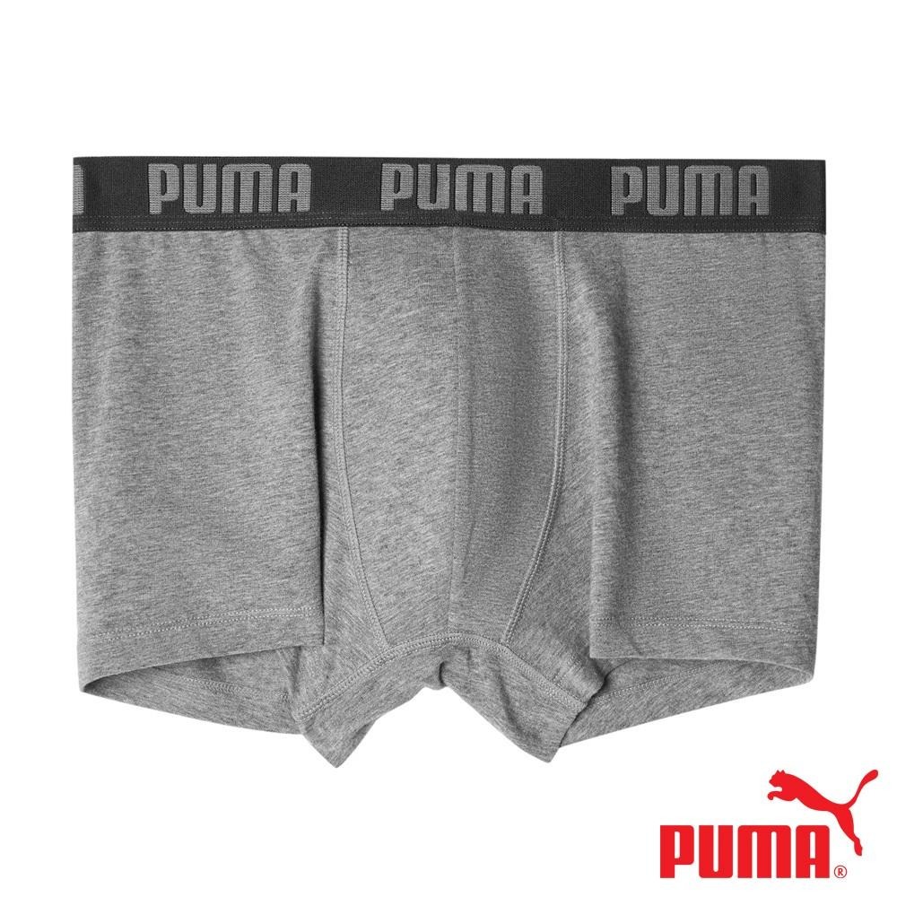 PUMA 平口內褲 1件組 彪馬 跳豹 男內褲 平角內褲 修身 防捲邊 貼合 耐穿 柔軟 棉質 排汗 透氣 抗菌 黑 灰-細節圖8