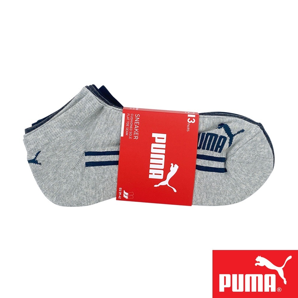 PUMA 經典加厚毛巾底運動短襪 3雙裝 彪馬 跳豹 男襪 女襪 襪子 運動襪 短筒襪 踝襪 厚底 柔軟 耐磨 黑 花灰-細節圖2