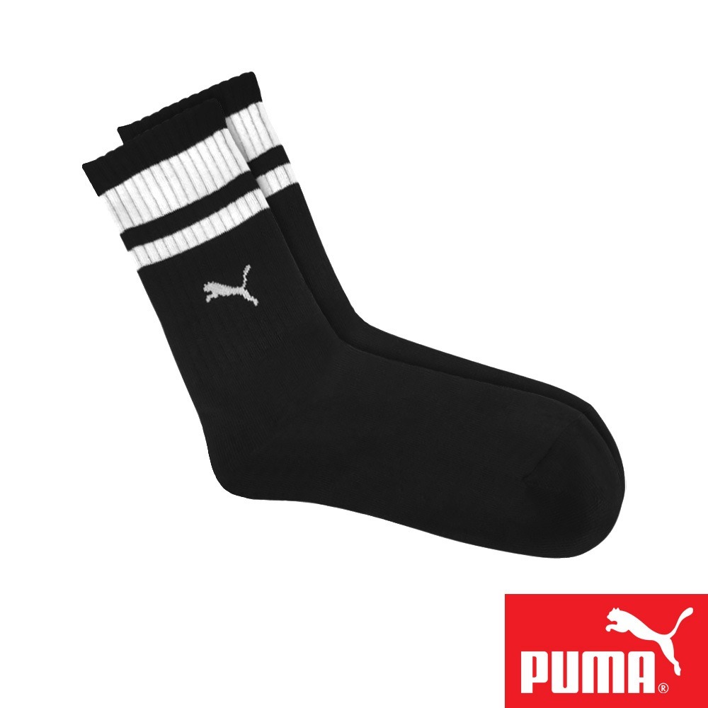 PUMA 男女款中筒襪1雙裝 彪馬 跳豹 男襪 女襪 襪子 運動襪 中筒襪 小腿襪 柔軟 棉質 高彈 耐磨 白紅 黑 白-細節圖3