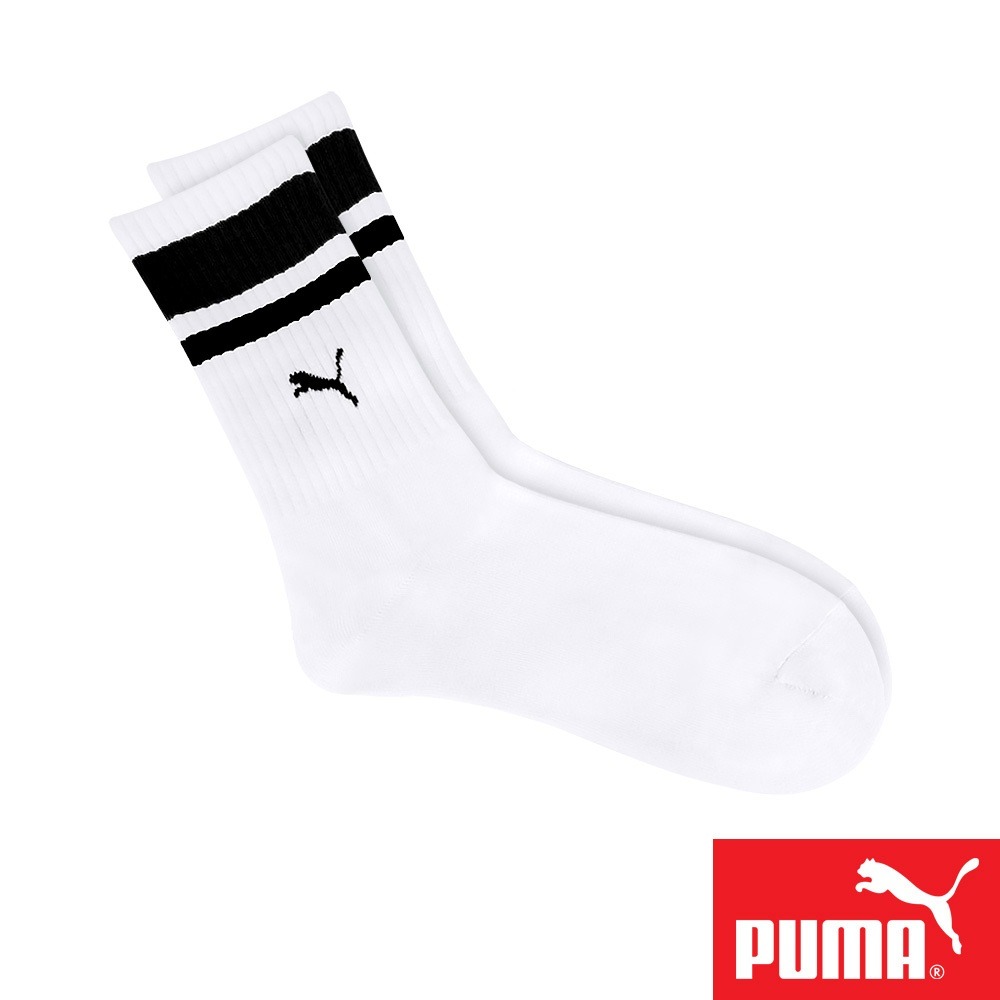 PUMA 男女款中筒襪1雙裝 彪馬 跳豹 男襪 女襪 襪子 運動襪 中筒襪 小腿襪 柔軟 棉質 高彈 耐磨 白紅 黑 白-細節圖4