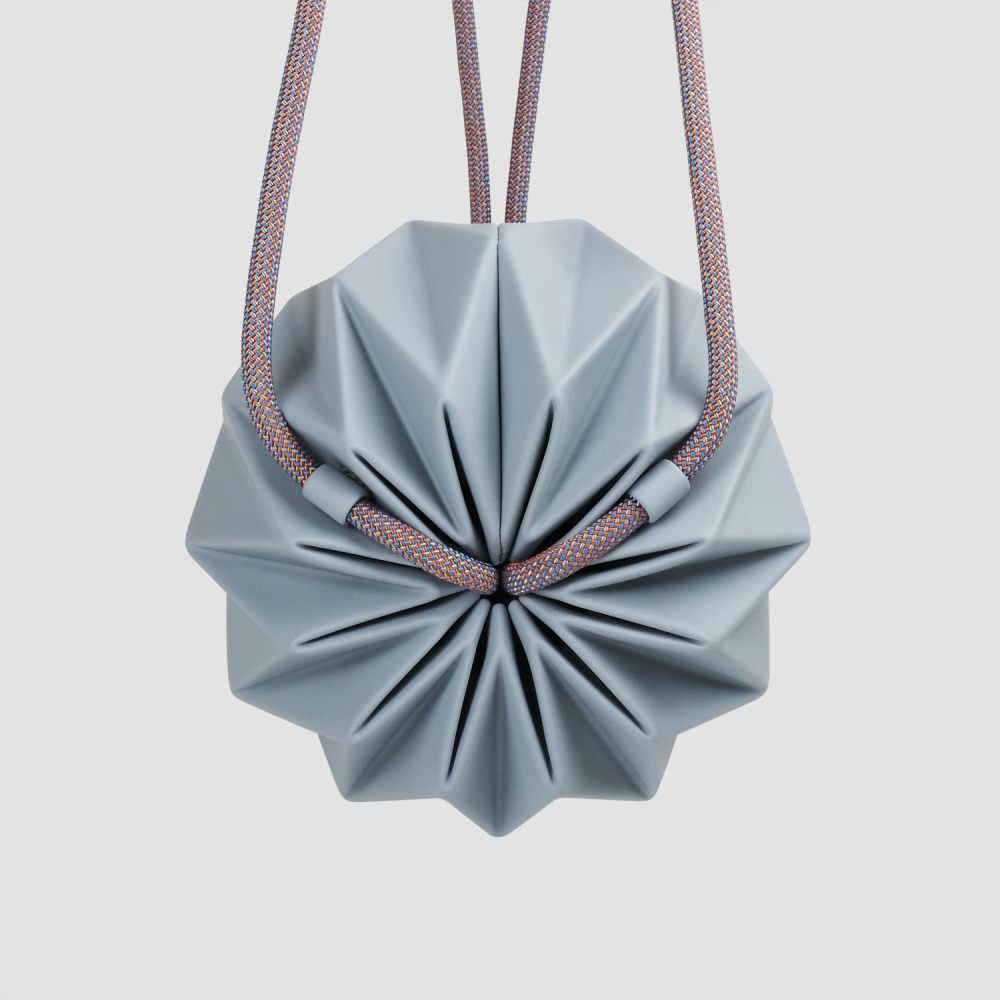 【Aura稜光】DIAMOND 泥灰藍摺紙包 | 全手工素食皮革製作 摺紙包 束口包 後背-細節圖2