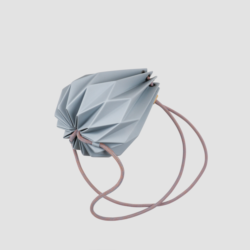 【Aura稜光】DIAMOND 泥灰藍摺紙包 | 全手工素食皮革製作 摺紙包 束口包 後背-細節圖4