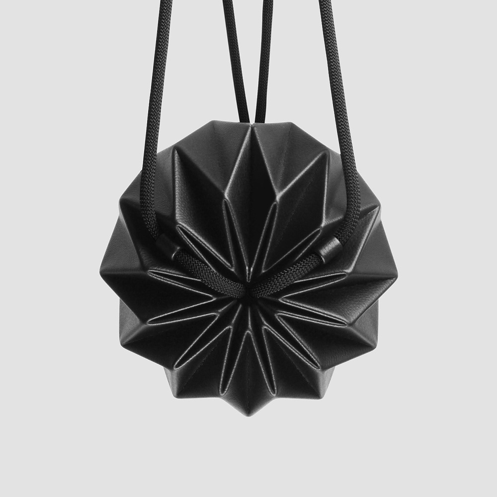 【Aura稜光】DIAMOND 曜石黑摺紙包 | 全手工素食皮革製作 摺紙包 束口包 後背-細節圖2