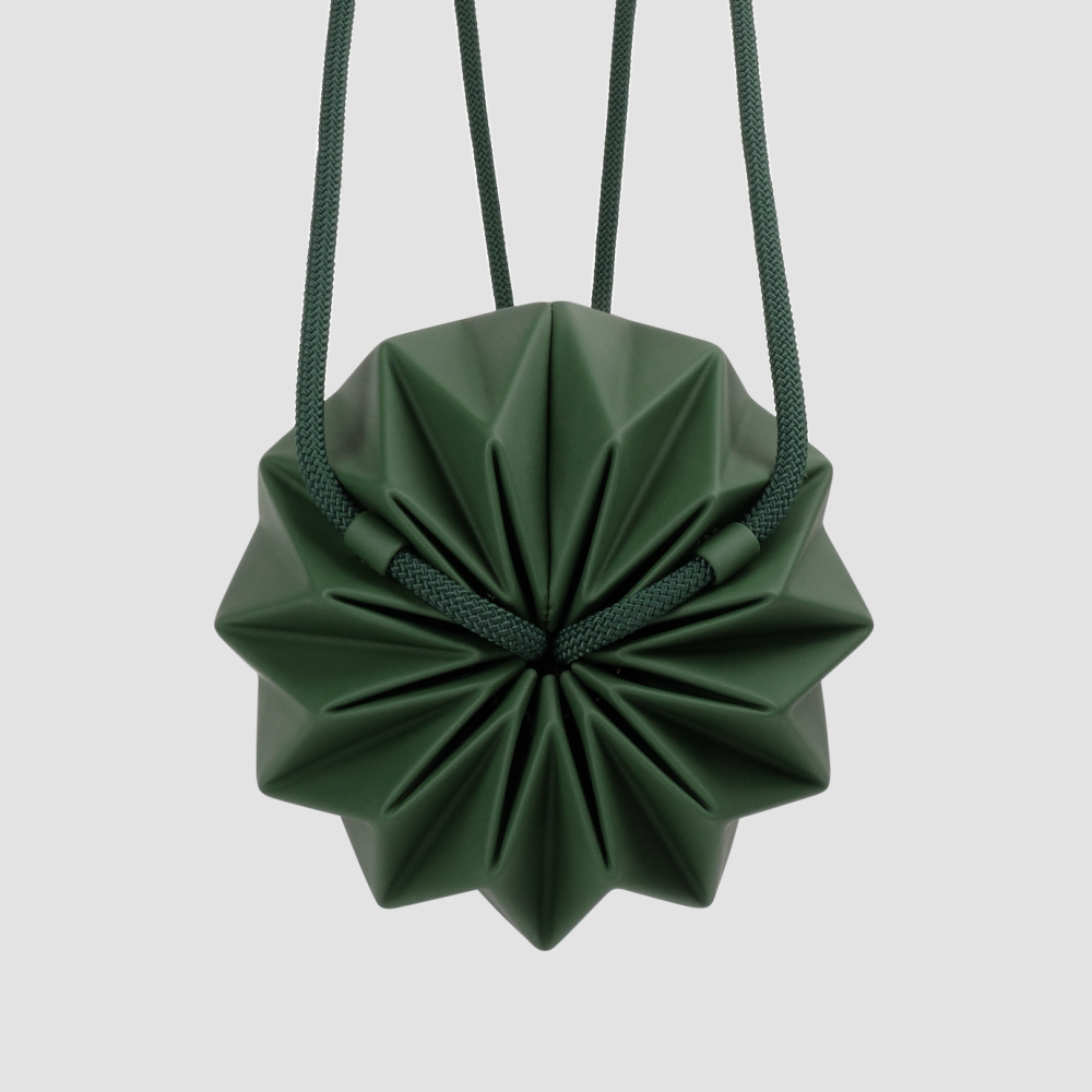 【Aura稜光】DIAMOND 苔癬綠摺紙包 | 全手工素食皮革製作 摺紙包 束口包 後背-細節圖3