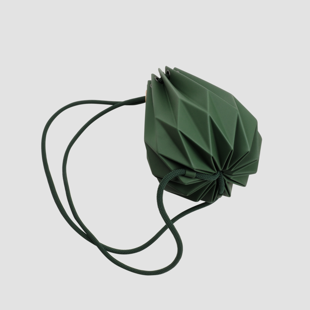 【Aura稜光】DIAMOND 苔癬綠摺紙包 | 全手工素食皮革製作 摺紙包 束口包 後背-細節圖4