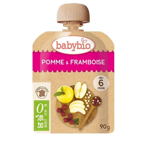 法國貝優 babybio 生機蘋果覆盆莓纖果泥 90g (6個月以上適用) 即食 副食品 離乳食