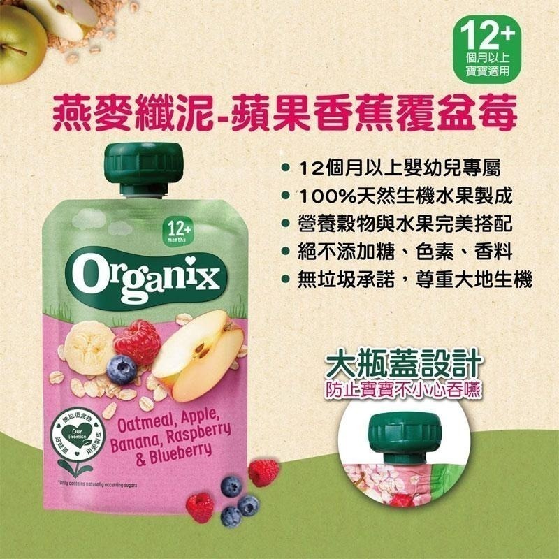 英國 Organix 歐佳 12m+ 燕麥纖泥 - 蘋果香蕉覆盆莓 100g-細節圖3