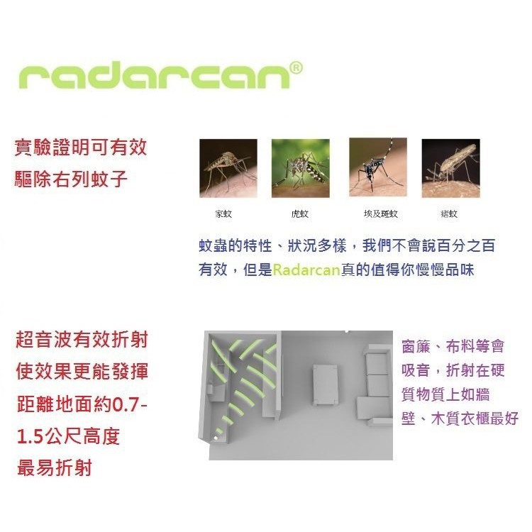 西班牙 Radarcan 雷達肯 R-102 插電型驅蚊器 / 環保無毒 音波 驅蚊蟲-細節圖5