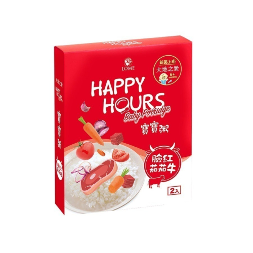 (每盒兩包) 大地之愛 Happy Hours 6m+ 寶寶粥 臉紅茄茄牛 300g