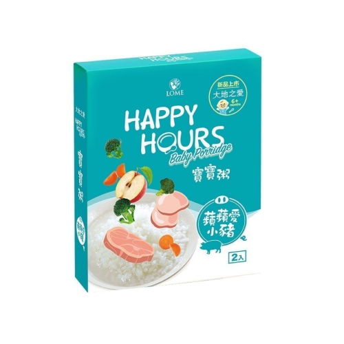 (每盒兩包) 大地之愛 Happy Hours 6m+ 寶寶粥 蘋蘋愛小豬 300g