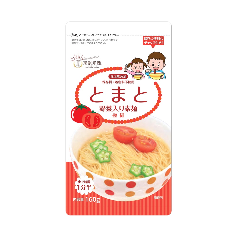 日本東銀來麵 5m+ 無食鹽寶寶蔬菜細麵〈番茄〉160g