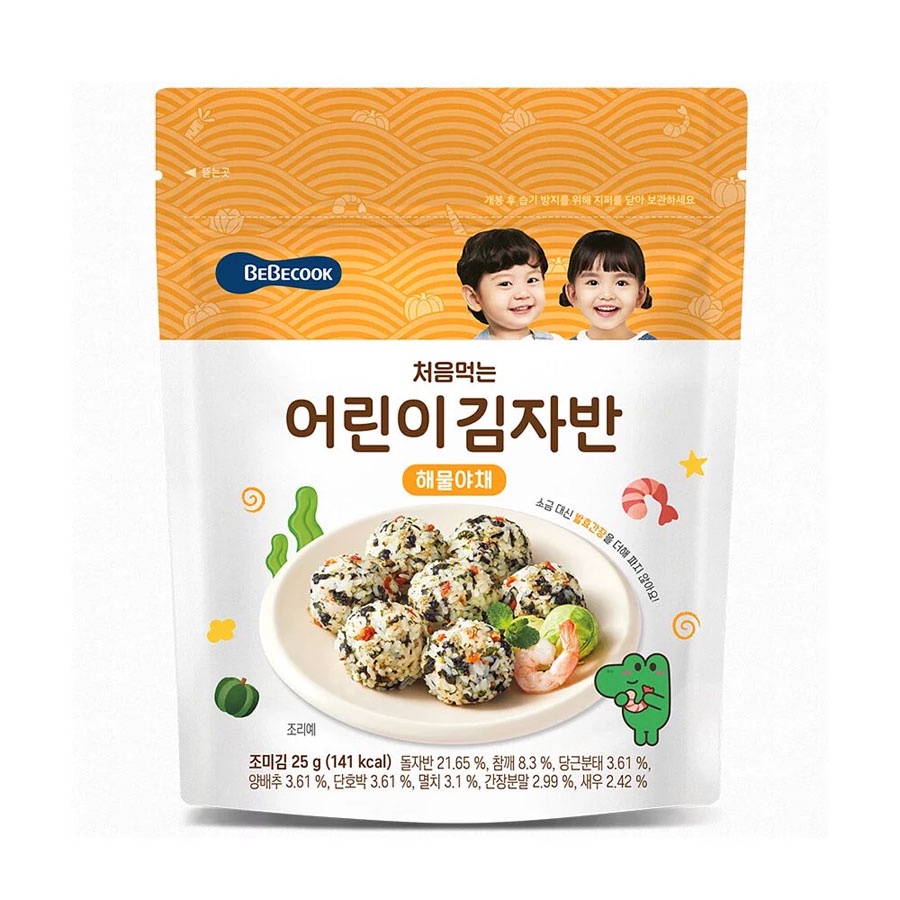 韓國【BEBECOOK】寶膳 12m+ 幼兒初食海苔酥-海味蔬菜(25g)
