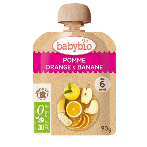法國貝優 babybio 生機蘋果香橙香蕉纖果泥 90g (6個月以上適用) 即食 副食品 離乳食
