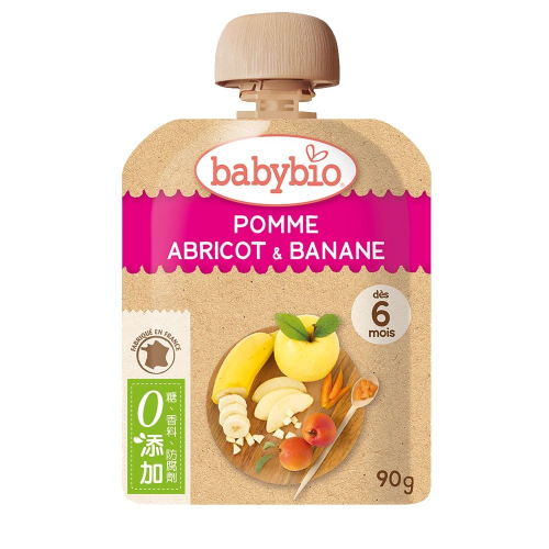 法國貝優 babybio 生機香蕉杏桃纖果泥 90g (6個月以上適用) 即食 副食品 離乳食