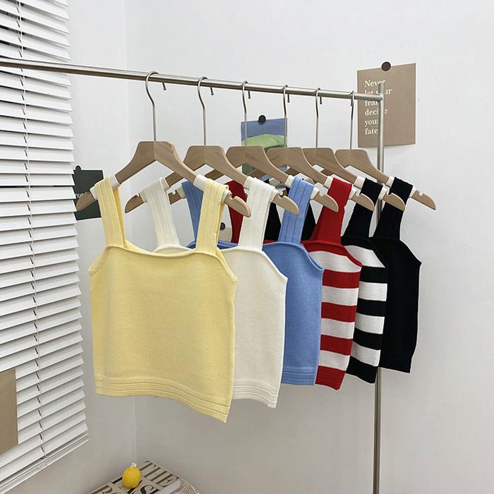 包色必推款📦  超百搭多色針織吊帶背心（2款 7色）內衣 小可愛 女裝 運動背心 顯瘦 特價 舒適 美背 吊帶背心-細節圖2