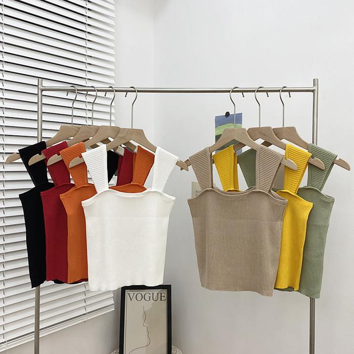包色必推款📦  超百搭多色針織吊帶背心（2款 7色）內衣 小可愛 女裝 運動背心 顯瘦 特價 舒適 美背 吊帶背心-細節圖3