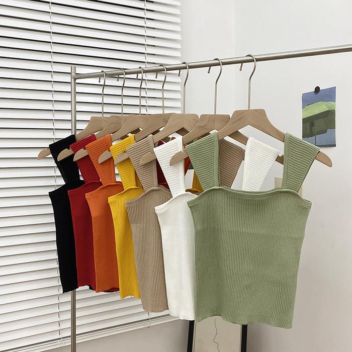 包色必推款📦  超百搭多色針織吊帶背心（2款 7色）內衣 小可愛 女裝 運動背心 顯瘦 特價 舒適 美背 吊帶背心-細節圖9