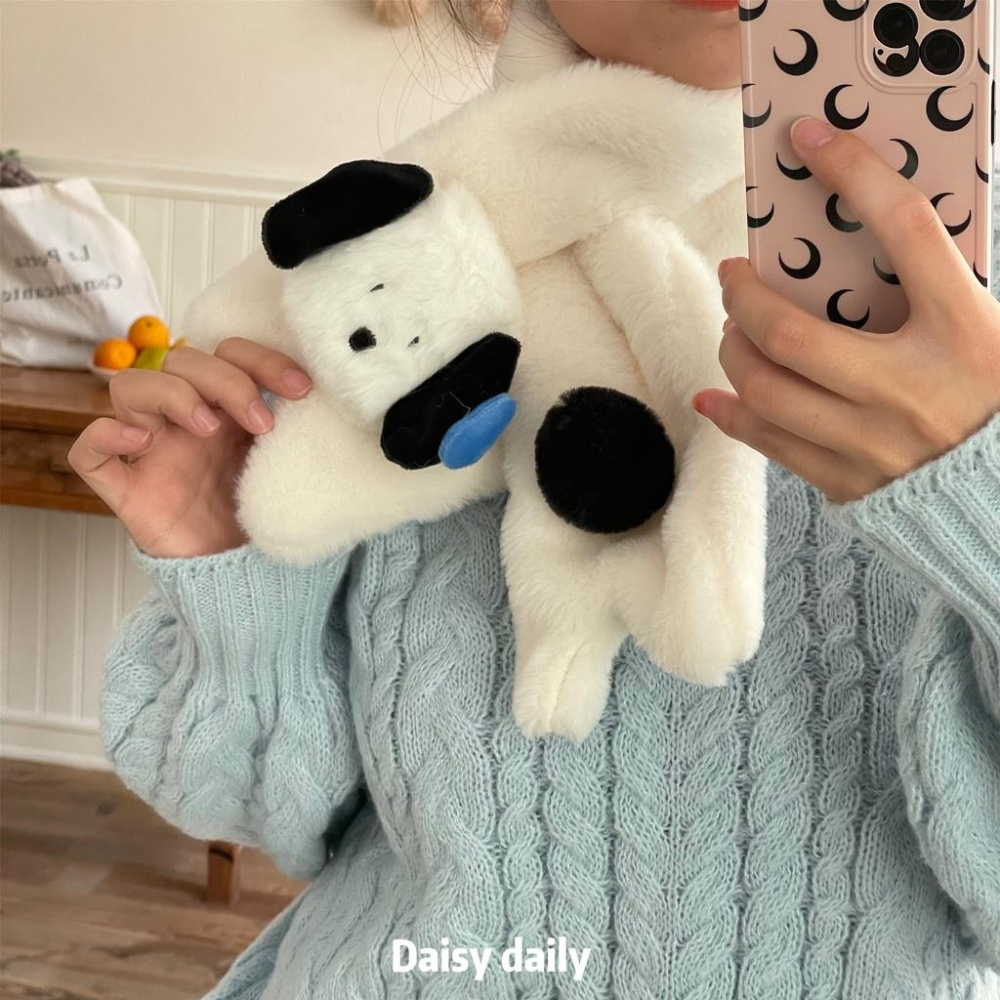 聖誕禮物必推🎁  加厚超暖🐶  超Q立體狗狗毛絨圍巾（5款）手套/短圍巾/圍脖/情侶款/交換禮物-細節圖3