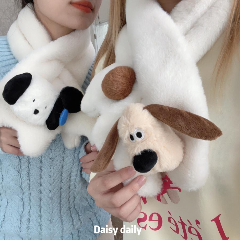 聖誕禮物必推🎁  加厚超暖🐶  超Q立體狗狗毛絨圍巾（5款）手套/短圍巾/圍脖/情侶款/交換禮物-細節圖4