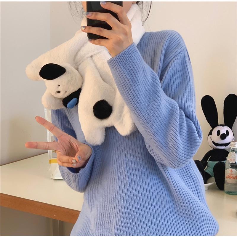 聖誕禮物必推🎁  加厚超暖🐶  超Q立體狗狗毛絨圍巾（5款）手套/短圍巾/圍脖/情侶款/交換禮物-細節圖5