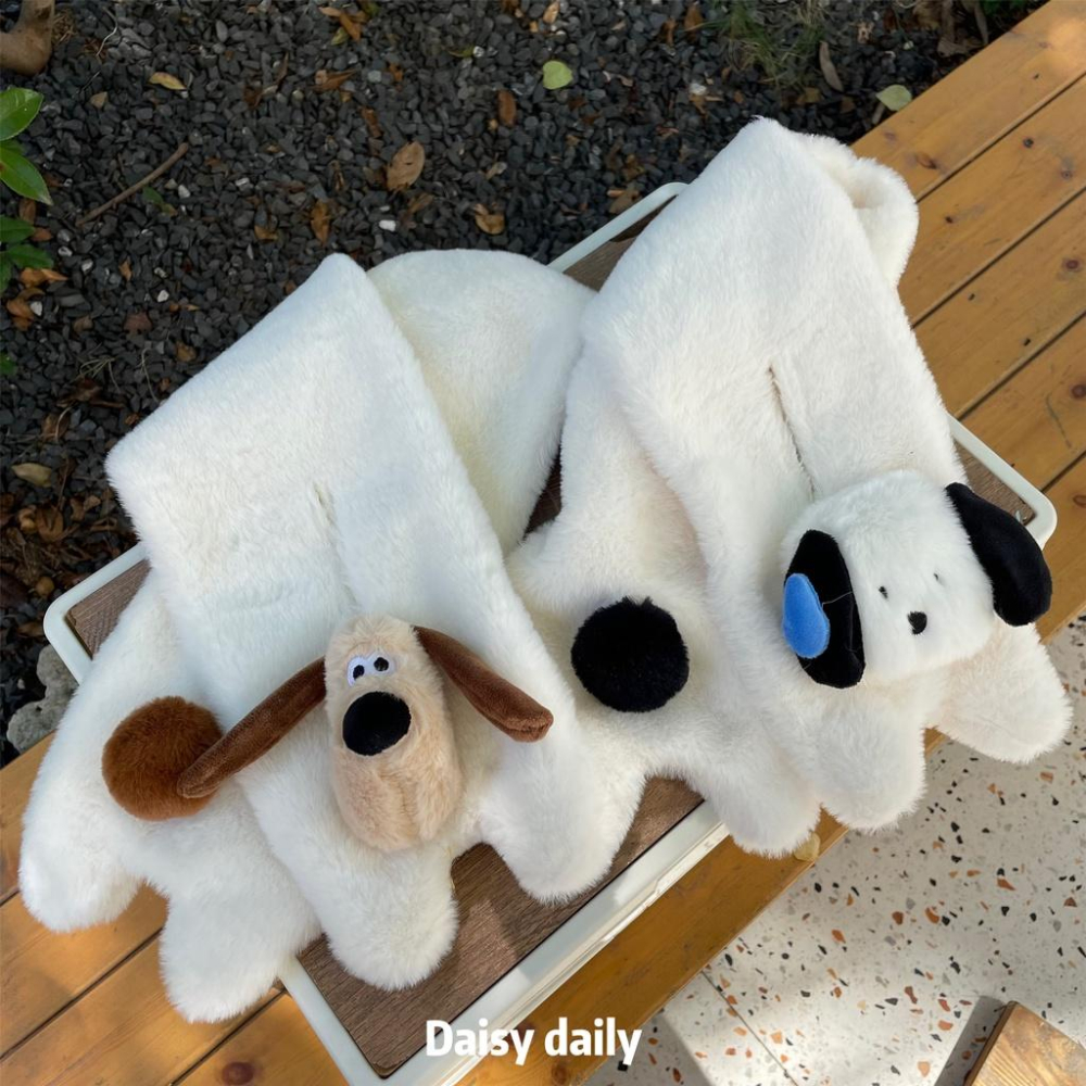 聖誕禮物必推🎁  加厚超暖🐶  超Q立體狗狗毛絨圍巾（5款）手套/短圍巾/圍脖/情侶款/交換禮物-細節圖7