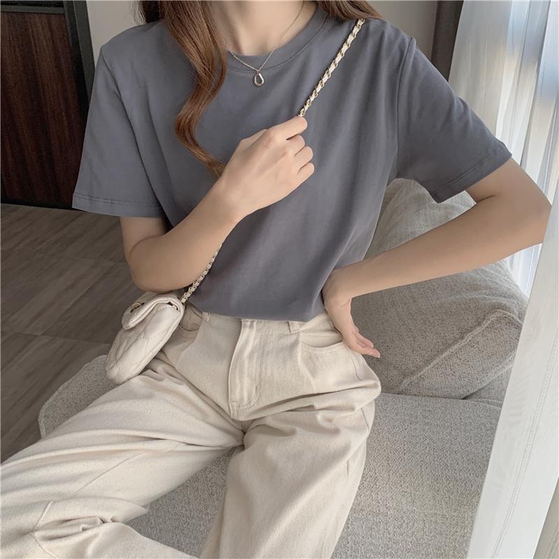 包色優惠📦  衣櫃必備款✨  質感升級超好穿基本款素tee（6色  M-XL）韓系 顯瘦 特價 女裝 衣服 基本款 T恤-細節圖6