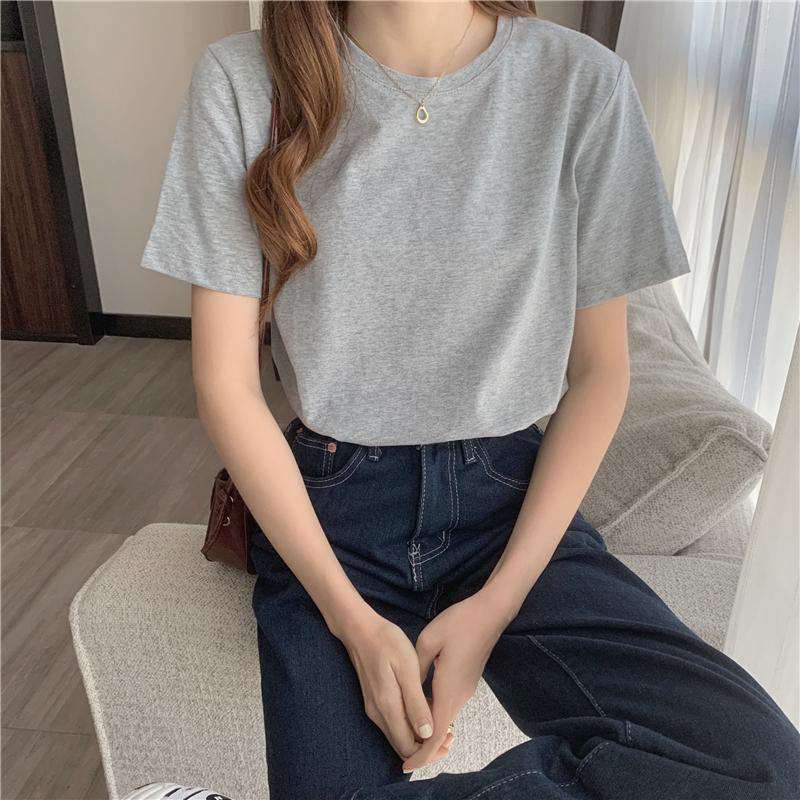 包色優惠📦  衣櫃必備款✨  質感升級超好穿基本款素tee（6色  M-XL）韓系 顯瘦 特價 女裝 衣服 基本款 T恤-細節圖7