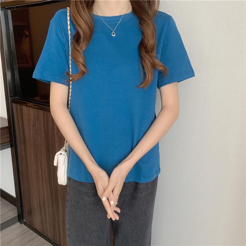 包色優惠📦  衣櫃必備款✨  質感升級超好穿基本款素tee（6色  M-XL）韓系 顯瘦 特價 女裝 衣服 基本款 T恤-細節圖8