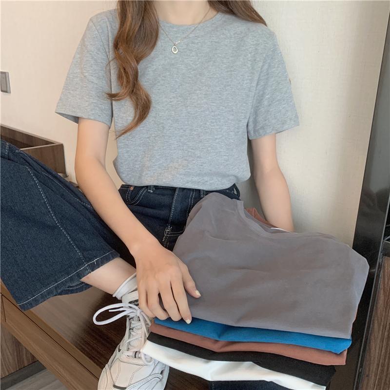 包色優惠📦  衣櫃必備款✨  質感升級超好穿基本款素tee（6色  M-XL）韓系 顯瘦 特價 女裝 衣服 基本款 T恤-細節圖9